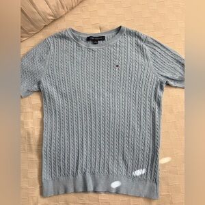 Tommy Hilfiger baby blue Cable Knit Crewneck Sweater